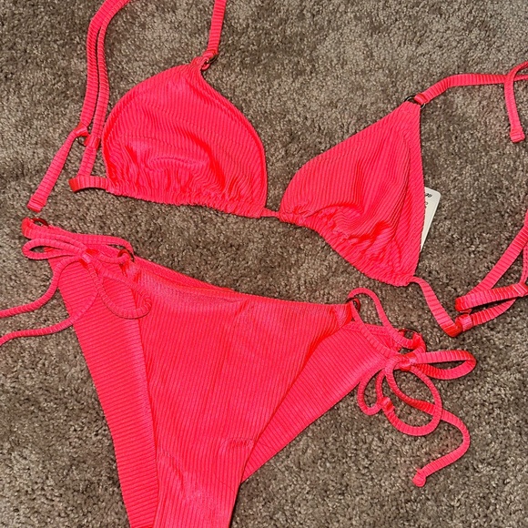Aerie Swim Aerie Neon Pink Bikini Set Poshmark